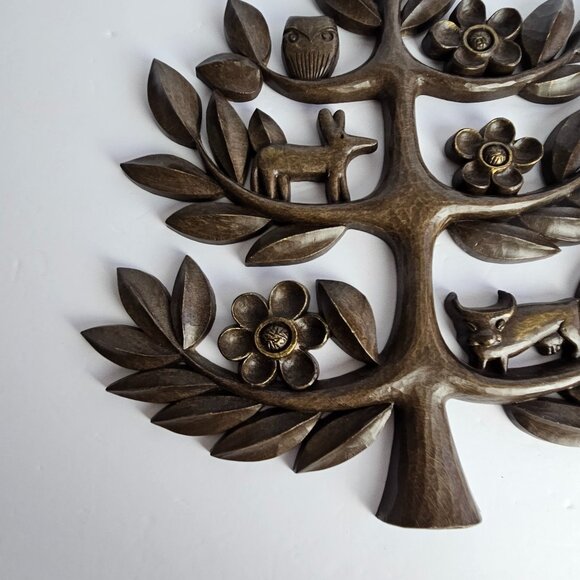 Vintage Homeco Tree of Life Wall Decor – Pair of Mid-Century Syroco Style Plaque - Picture 13 of 16